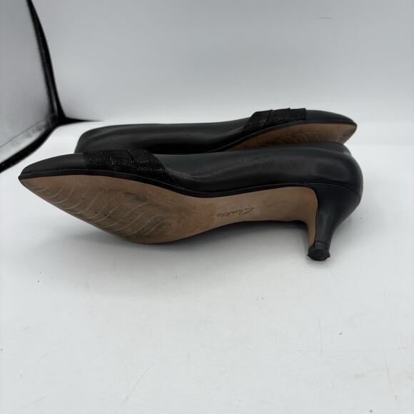 Clarks Collection Heels Womens 7.5 M Linvale Madie Pumps Pointed Toe Black - Picture 10 of 10